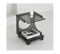 PXAMORTEL Mesa Auxiliar acrílica, Mesa de Centro, Mesita de Noche Cuadrada de acrílico y latón(Gray)