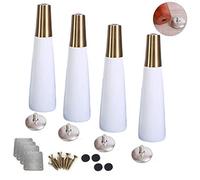 PXAMORTEL Patas de Madera para Muebles Patas de Madera for Muebles, 4 Patas de Repuesto for Muebles de Madera Maciza, Patas de sofá de Altura Ajustable, con Base de latón, tamaños(White,25cm/9.