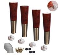 PXAMORTEL Patas de Madera para Muebles Patas de Madera for Muebles, 4 Patas de Repuesto for Muebles de Madera Maciza, Patas de sofá de Altura Ajustable, con Base de latón, tamaños(Red Brown,30c