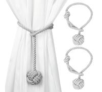PXARMYYXGS Abrazaderas de Cortina de Algodón, 2 Pcs Ajustable Soporte de Cortina Trenzado, Cierres de Cortina con Borlas de Cordón Anudado para Decoración del Hogar