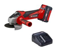 Einhell Amoladora angular con batería TC-AG 18/115 Li (1x4,0 Ah) | 18 V | Ø 115 mm | corte 28 mm | Arranque suave | Empuñadura adicional | Sin disco de corte | Batería de 4,0 Ah + cargador