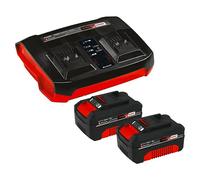 Einhell Original Kit de Principiante PXC 2X 4,0 Ah y Cargador Doble de 3 A | 18 V | 900 W | 2 baterías + cargador doble de 3 A | 75 min de tiempo de carga | PXC | Li-Ion | Gestión carga | Indicador LED