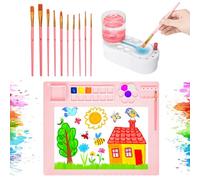 PXFAYSFQ Estación de pintura, limpiador de pinceles de pintura y alfombrilla de pintura de silicona de 20 x 16 pulgadas, alfombrilla de arte de silicona con 10 pinceles de pintura