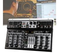 PxkVrin Mezclador de Audio Profesional, Mesa de Mezclas de música Profesional, Mezclador de DJ, con Efecto de retardo de Eco Bluetooth USB Digital de 5 Canales, para grabación en PC. 4-Channel