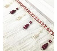 PXMWITSEZ Elegante Cinta de Encaje de poliéster con Flecos Trenzados de 12 Metros y Cuentas.(Dark Purple)