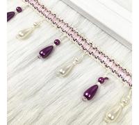 PXMWITSEZ Elegante Cinta de Encaje de poliéster con Flecos Trenzados de 12 Metros y Cuentas.(Purple)