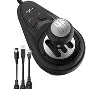 PXN A7 Cambiador de Marchas con Palanca de Cambios de 6 Velocidades - H Shifter, 3 Cables (USB,RJ11,DIN), Marcha Atrás, Botones de Freno y Velocidad Alta y Baja, Cambio de Marchas - Universal en PC