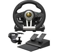 PXN V3 Pro Volante de Juego con Pedales - 180°, Retroalimentación de Vibración, Palanca de Cambios Integrada, Paletas de Cambio - Volante para PC, PS4, PS3, Xbox y N Switch - Negro