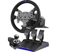 PXN V99 Volante de Juego - Force Feedback de 3,2 Nm, 270°&900°, 300 mm, 4 Palancas, 3 Pedales, Palanca de Cambios en H, App de Configuración - Volante para PC, Xbox y PS4