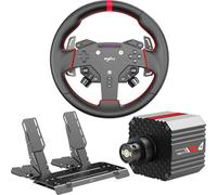 PXN VD4 Conjunto de Volante para Simracing 4 Nm - Base Servo Profesional de Baja Inercia, Volante de Carreras W AS y Pedales PD HM Hall (2 Pedales) - Compatible solo con Windows 7 a 11 en PC