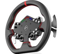 PXN W DS R2 Volante de Carreras de 30 cm con Aro Plano - Compatible con las Bases Direct Drive VD6 y VD10 - Liberación Rápida, 4 Palancas, Indicador RGB, Cuero de Microfibra