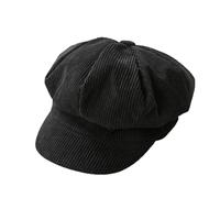 PXPLDYY Boina Mujer Gorra De Pana De Repartidor De Periódicos para Mujer, Estilo Vintage Literario, Estilo Octogonal, Estilo Pintor, para Primavera Y Otoño, Color Negro, Talla Única.