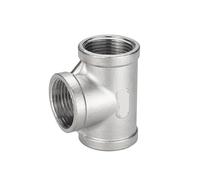 PXQCHAVLN - Montaje en T de acero inoxidable 201, rosca interior, rosca interior, diámetro igual, accesorios de fontanería, 4 minutos, 6 minutos, 1 pulgada(G1/4)