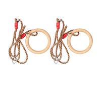 PxQuerantic 2 Unidades de Anillos de Gimnasia de Madera con Cuerda Ajustable, Anillos de Escalada de Madera Maciza para niños y Adultos, Anillos Colgantes para Fitness en Interiores y