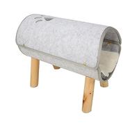 PxQuerantic Cama túnel para Gatos con Patas de Madera, Cama elevada Tipo túnel para Gatos de Interior, cojín de Felpa Suave y Marco de Madera de Pino Duradero, escondite cómodo para Todas Las