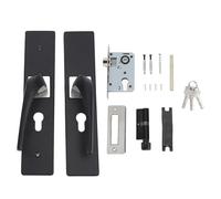 PxQuerantic Juego de cerradura para dormitorio, cerradura interior para habitación con manija de madera maciza y mecanismo silencioso, cerradura de puerta de privacidad en aleación de aluminio