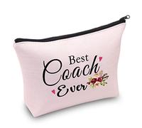 PXTIDY Best Coach Ever - Bolsa de maquillaje con cremallera para entrenadores, entrenador de equipo, regalo de agradecimiento, entrenador deportivo, regalo de agradecimiento, Pink, bolsa de maquillaje