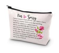 PXTIDY Bolsa de maquillaje con texto en inglés «I'm So Sorry», regalo de disculpas para novia, pequeña bolsa de cosméticos para amigos, regalo romántico, beige, bolsa de maquillaje