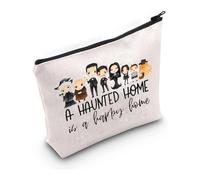 PXTIDY Bolsa de maquillaje de Halloween AD Movie Merch A Haunted Home is a Happy Home, bolsa de cosméticos gótica para Halloween, bolsa de maquillaje gótica, beige, bolsa de maquillaje
