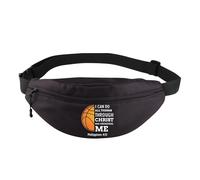 PXTIDY Christian Basketball Philippians 4:13 - Riñonera con versículo bíblico "I Can Do All Things", regalo para jugador de baloncesto, Black