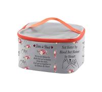 PXTIDY Estuche de cosméticos con texto en inglés "Sisters in Heart" Not Sister by Blood But Sister by Heart - Bolsa de maquillaje divertida para mejor amiga, gris