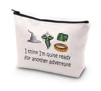 PXTIDY LOTR Hobbit Movie Gift I Think I'm Quite Ready for Another Adventure LOTR Movie Merch Bolsa de maquillaje Lord Rings Regalo para fans, beige, One_Size, Bolsa de maquillaje