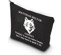 PXTIDY Matthias Helvar Six Crows Novel - Bolsa de maquillaje con texto "Trickery is Not My Native Tongue", Black, bolsa de maquillaje