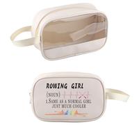 PXTIDY Neceser transparente para remo como una chica normal, pero más fresco, organizador de cosméticos, competencias de remo, regalos para mujer, beige, Bolsa de maquillaje transparente