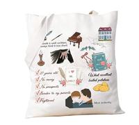 PXTIDY Pride Prejudice Literary Tote Bag Book Bag Tote Literary Gift Prejudice Bookish Merch Lovers Gifts for Readers, beige, Medium