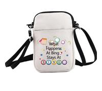 PXTIDY Regalo para amantes del bingo, regalos divertidos de bingo What Happens At Bingo Stays At Bingo Lucky Crossbody Bag Regalos para jugadores de bingo, beige, Small