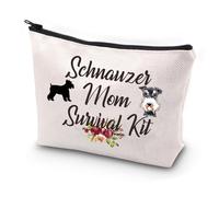 PXTIDY Schnauzer - Kit de supervivencia para mamá, bolsa de maquillaje en miniatura con temática de perro Schnauzer, regalo para perro, mamá, dueña de mascotas, beige, bolsa de maquillaje