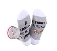 PXTIDY Sheltie Dog Socks A House is Not A Home Without A Sheltie Regalos para dueños de perros, calcetines Shetland Sheepdog Gifts, gris, Fits Shoe Size 4-15