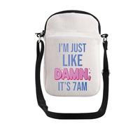 PXTIDY Singer Lyrics - Bolso cruzado con texto en inglés "I Was Like Damn Its 7 Am Singer Fans Gift Concierto Apoyo Bolsa de música Álbum Amante Regalo, beige, Small