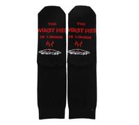PXTIDY Sweeney Musical Todd Socks - Calcetines con texto en inglés "Worst Pies in London" Theatre, Negro, Fits Shoe Size 4-15