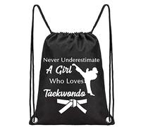 PXTIDY Taekwondo Gifts - Mochila con cordón para niñas, Negro