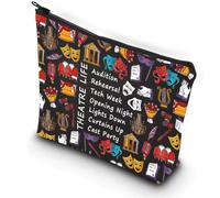 PXTIDY Theatre Life - Bolsa de maquillaje de lona negra, para drama, comedia, tragedia, etc. Bolsa de maquillaje de viaje multiusos para mujeres, actrices, amantes del drama, estilo 3, moda