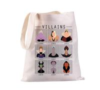PXTIDY Villains Group - Bolsa de lona con personajes de villanos, regalo para fanáticos de brujas, regalos de brujas malas, mercancía de villanos, beige, Medium
