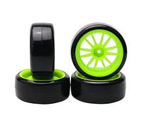 Pxyelec 4 neumáticos verdes de 12 radios para coche RC 1/10 Drift
