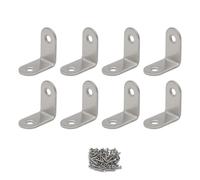 Pxyelec Juego de 50 soportes en L de acero inoxidable de 2 mm de espesor, soporte de esquina, junta de acero, soporte de ángulo recto, protector