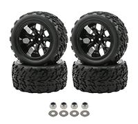 Pxyelec Neumáticos de goma para Monster Truck 1:10 RC tipo rueda de coche neumáticos con 7 radios llanta de rueda negro RC piezas