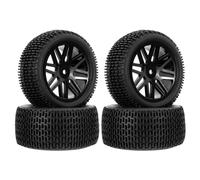 Pxyelec RC 1:10 Off-Road Car Buggy Rubber Tyre Tire & Wheel Rim HEX 12mm Black with foam inserts Pack of 4
