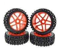 Pxyelec Red RC Pentagram Wheel Rims Tyre Tires Hex 17mm for 1:8 Off-Road Vehicle Pack of 4