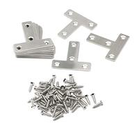 Pxyelec Soporte de esquina de 4 agujeros en forma de T plano, conector de fijación de 90 grados, reparación de muebles de madera chapada, 50 mm x 50 mm, paquete de 20