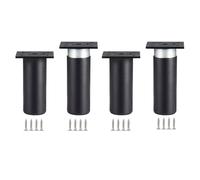 Pxzybd 4 Piezas Patas Redondas Metálicas para Mesa,Patas De Muebles Regulables,Pies para Muebles Negros/Plateados 4/5/6/8/10/12/15/18/20/25/30/35cm,con Tornillos,Patas De Repuesto,Black-35cm(13.8in)