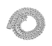 PY BLING Hip Hop - Gargantilla de cadena de eslabones cubanos de Miami chapada en oro rosa de 18 quilates de 15 mm o pulsera de 7.5 a 8.5 pulgadas con caja de regalo (WG, 50.8 cm), latón, circonita