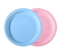 PYAILI 50 Platos Cartón - Set Cumpleaños Infantil 18 cm (25 Azul Bebé & Rosa Pálido) para Cumpleaños Infantil