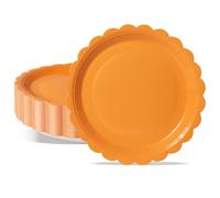 PYAILI 50 Platos de Cartón - Set Cumpleaños 18cm (Borde Festoneado Naranja) para Fiestas de Fin de Año, Año Nuevo y Cumpleaños