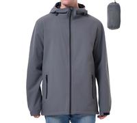 PYALT Chubasquero impermeable para hombre Chaqueta ligera de ocio Chubasquero transpirable para ciclismo con capucha Grey M