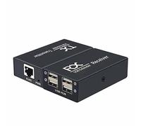 Pyanegn 120M Extensor USB Concentrador Extensor USB2.0 de 4 puertos en un receptor de transmisor de extensión USB UTP Ethernet RJ45- Enchufe de la UE