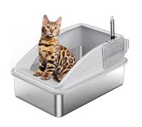 Pyasuye Caja De para Gatos Semicerrada A Prueba Fugas Cucharas Acero Inoxidable Incluidas Diseño Combatir Olores Contenedor Gatitos Caja Semicerrada Gatos